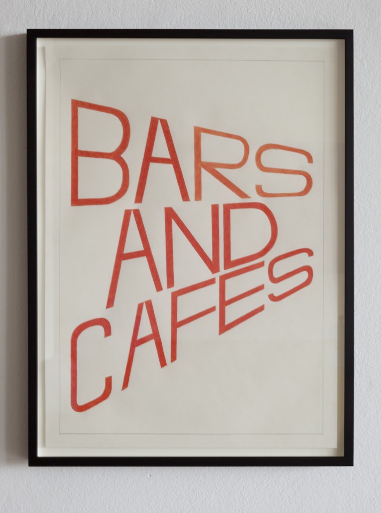 BARS AND CAFES, coloured pencil drawing, 42 x 59.4cm, 2015, at BARS AND CAFES, Haubrok Foundation, Berlin